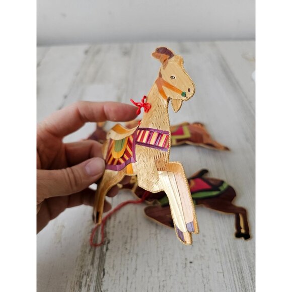 Vintage wooden rabbit deer goat pig ornament bamboo bunny unique axis tree - Picture 2 of 13